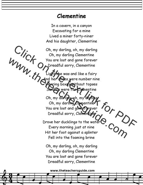 Clementine Chords And Lyrics at Alison Mclemore blog