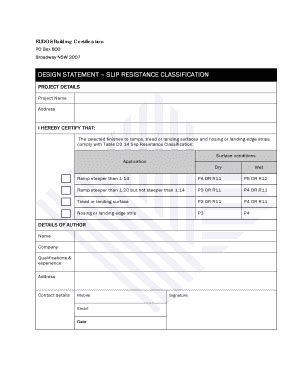 Fillable Online Design statement slip resistance classification - Kudos ...