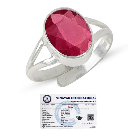 Reiki Crystal Products Natural Certified Manik Ruby Gemstone Ring ...