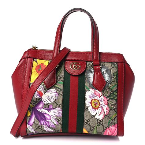 GUCCI GG Supreme Monogram Flora Web Small Ophidia Tote Bag Red 1278200 ...
