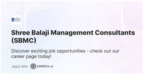 Shree Balaji Management Consultants (SBMC) Career Page | Jobs