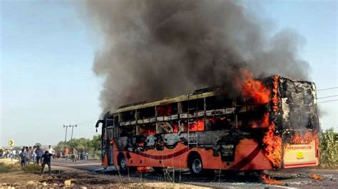 Watch: Jaisalmer-Jodhpur bus bursts into flames, casualties feared ...