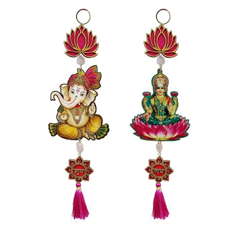 9Dzine Lotus with Shubh Labh Lakshmi Ganesh Door Hanging for Diwali ...