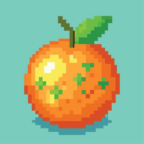 Minimalistic pixel graphic symbol of orange citrus art vector object ...