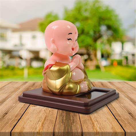 Solar Power Moving Head Buddha Statue Car Ornament (1 Pc Mix Color ...