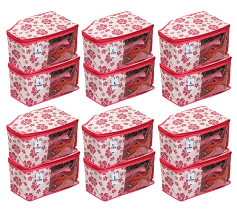 Kuber Industries Floral Blouse Cover Bags With Zip|Wardrobe Organizer ...