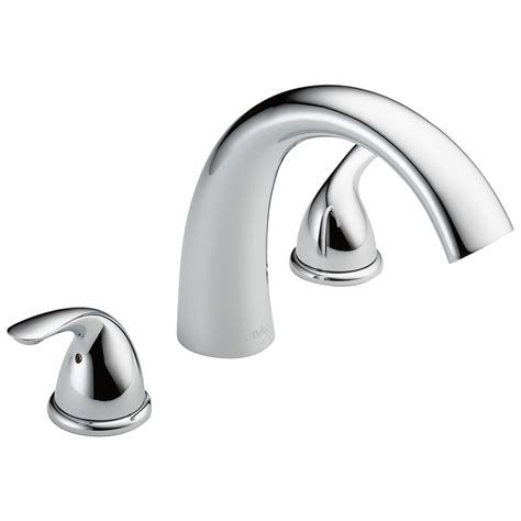 Delta Chrome 2-handle Deck-mount Roman Mid-arc Bathtub Faucet T2705 at ...