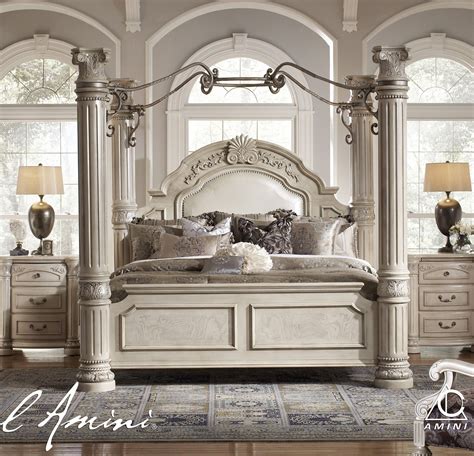 Michael Amini Villa Valencia Dresser & Mirror by AICO | Canopy bedroom ...