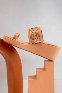 Buy Peach Laser Cut Angootha Wedges by Tic Tac Toe Footwear Online at ...