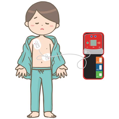 AED装着中の患者さんのイラスト🎨【フリー素材】｜看護roo![カンゴルー]