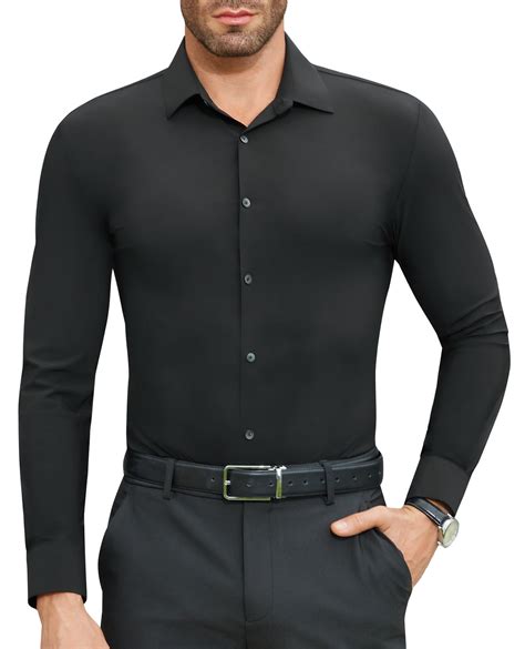 DEMEANOR Long Sleeve 4-Way Stretch Dress Shirts for Men Button Down ...