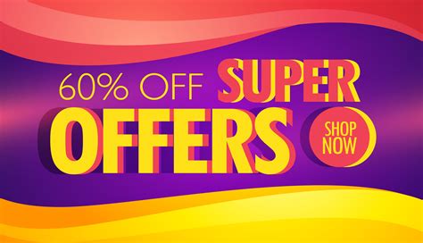 super offer advertising banner template with colorful waves - Download ...