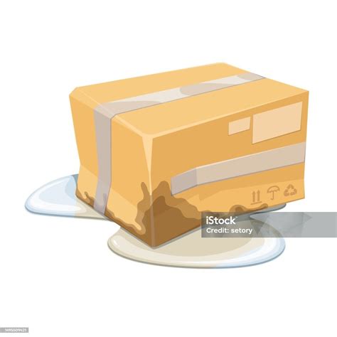Damaged Cardboard Box With Leaking Product Stock Illustration - Download Image Now - Icon Symbol ...