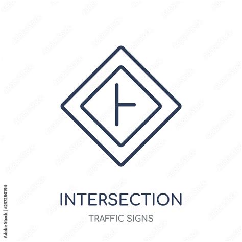 Intersection sign icon. Intersection sign linear symbol design from Traffic signs collection ...