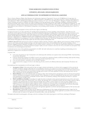 Vex Participant Release Form - Fill Online, Printable, Fillable, Blank ...