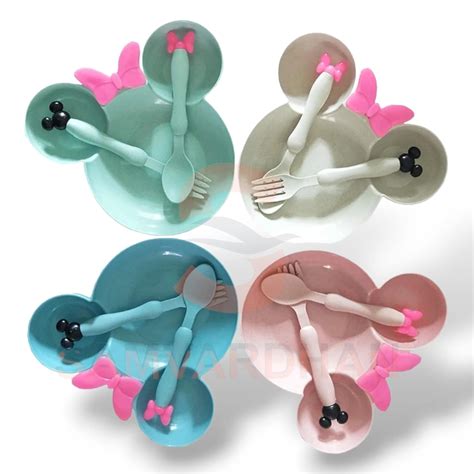 Buy SAMVARDHAN Mickey Shape Wheat Straw Plate Solid Bowl Baby Training ...