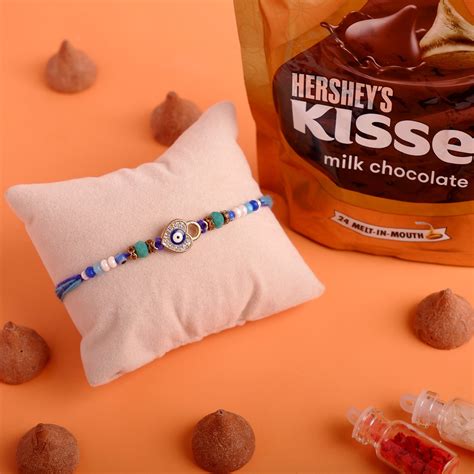 Evil Eye Rakhi with Hersheys Kisses Almonds Chocolate