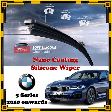 BMW 5 Series - Nano Coating Soft Silicone Car Wiper Blades - 1 Pair / Pengelap ( 2010 onwards ...