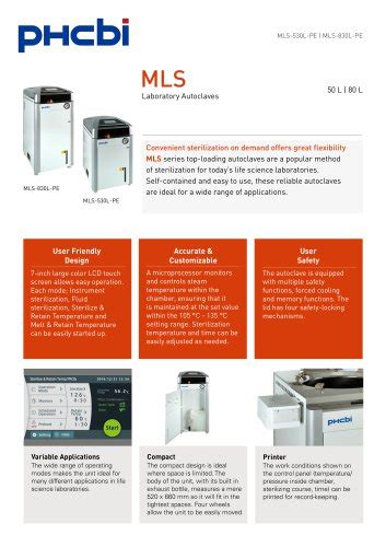 MLS-3020U-PE Portable Laboratory Autoclave - PHC Europe B.V. / PHCbi ...