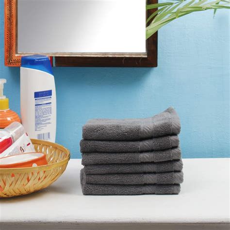 FRESH FROM LOOM Face Towel Set of 6pc - Grey | 100% Cotton |Ultra Soft ...