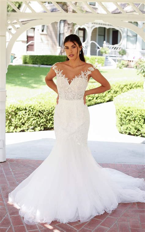 Sheer Lace Back Wedding Dresses