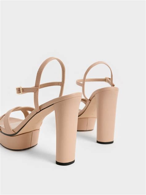 Nude Faye Crossover Platform Heeled Sandals - Nude - Shoes - CHARLES ...