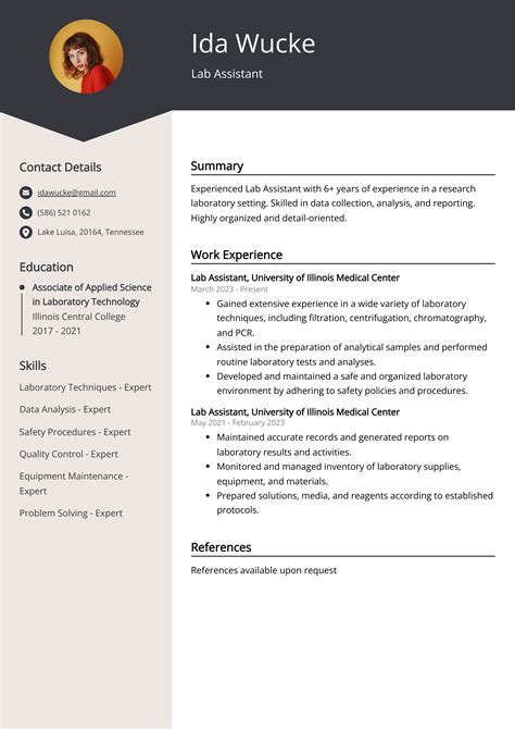 Image result for Lab Assistant Resume Example