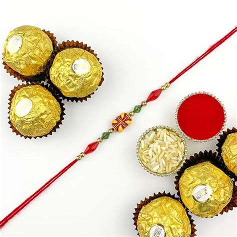 Send Traditional Rakhi with 6 Ferrero Rocher Online