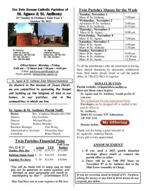 Fillable Online The Roman Catholic Twin Parishes of St. Agnes and St ...