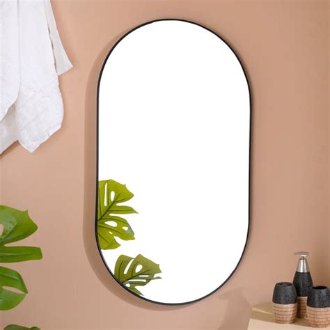Wall Hanging Oval Mirror Black Large Online - Premium Wall Mirror ...
