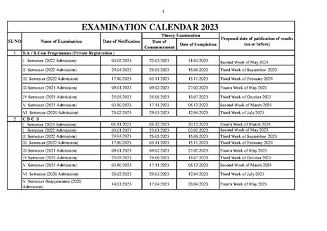 Exam Calendar 2023 - Date of Commencement Date of Completion 1 I ...