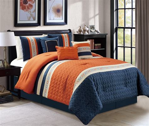 Navy Blue And Orange Bedding