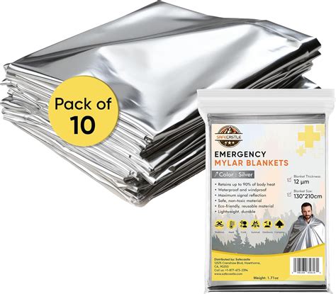 SAFECASTLE Emergency Mylar Blankets | Thermal First Aid Foil Blanket ...