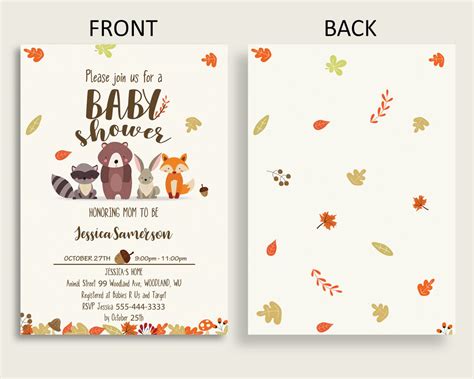 Woodland Baby Shower Invitations Printable Digital or Printed - Etsy