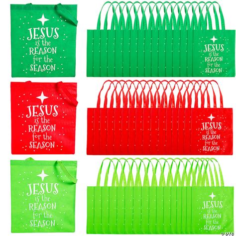 15" x 17" Bulk 48 Pc. Large Jesus is the Reason Nonwoven Tote Bags ...