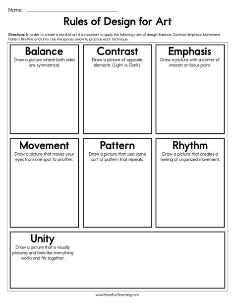 Image result for Design Principles of Art Worksheet