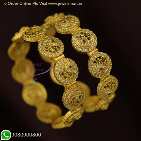 Elegance Redefined: Broad Peacock Antique Gold Bangles - Exclusive ...