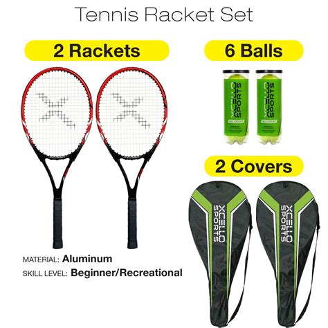 Buy Xcello Sports 2-Player Aluminum Tennis Racket Set - Includes Two ...