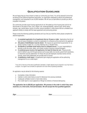 California Apartment Association Tenant Application - Blank Fillable ...