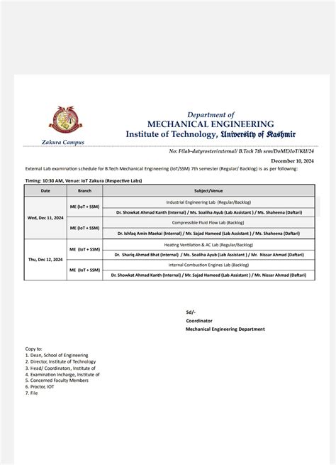 Department of Mechanical Engineering, University of Kashmir