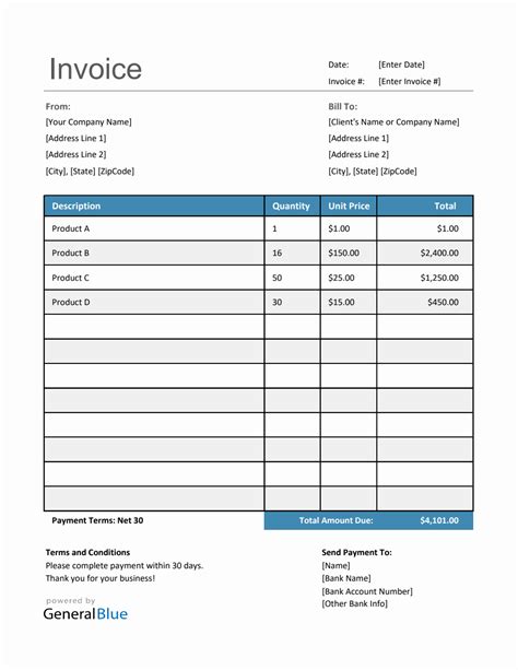 Image result for Excel Invoice Templates