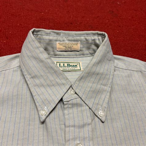 80s USA製 L.L.Bean Stripe Pattern Long Sleeve Button Down Shirt size 15 ...