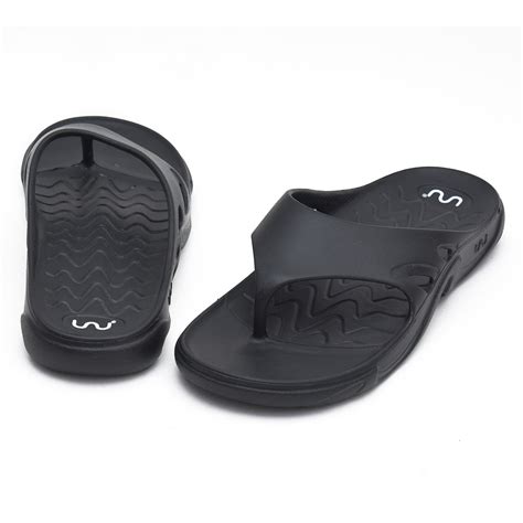 Doubleu Roma Thong for Men Comfortable Recovery Footwear Black – doubleu