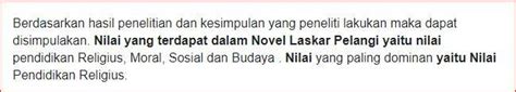 nilai budaya dalam novel laskar pelangi