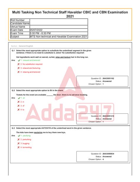 Ssc mts previous year paper 5 july 2022 shift 3 - Q Select the most ...
