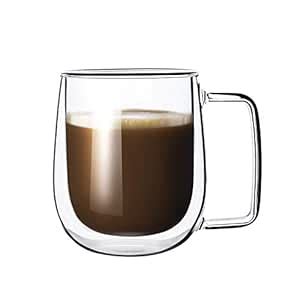 Femora Double Wall Crystal Glass Tea Cup Coffee Mug- Set of 2-290ML ...