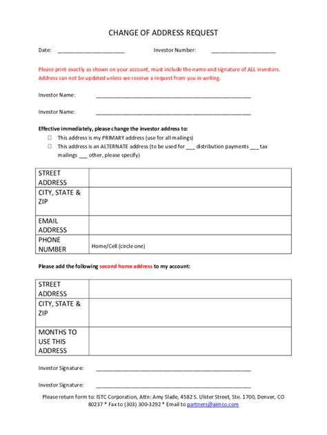 Image result for Change Address Form Printable