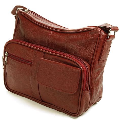 Women's Leather Organizer Purse Shoulder Bag Multiple Pockets Cross ...