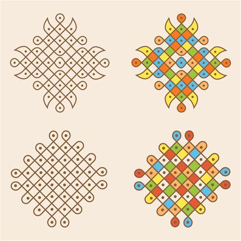 South indian traditional tamil kolam design | Premium Vector