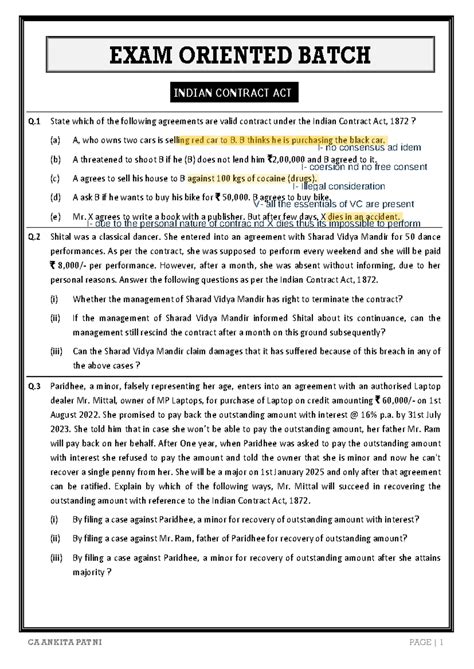 Law Question Practice - Indian Contract Act & Partnership Act ...